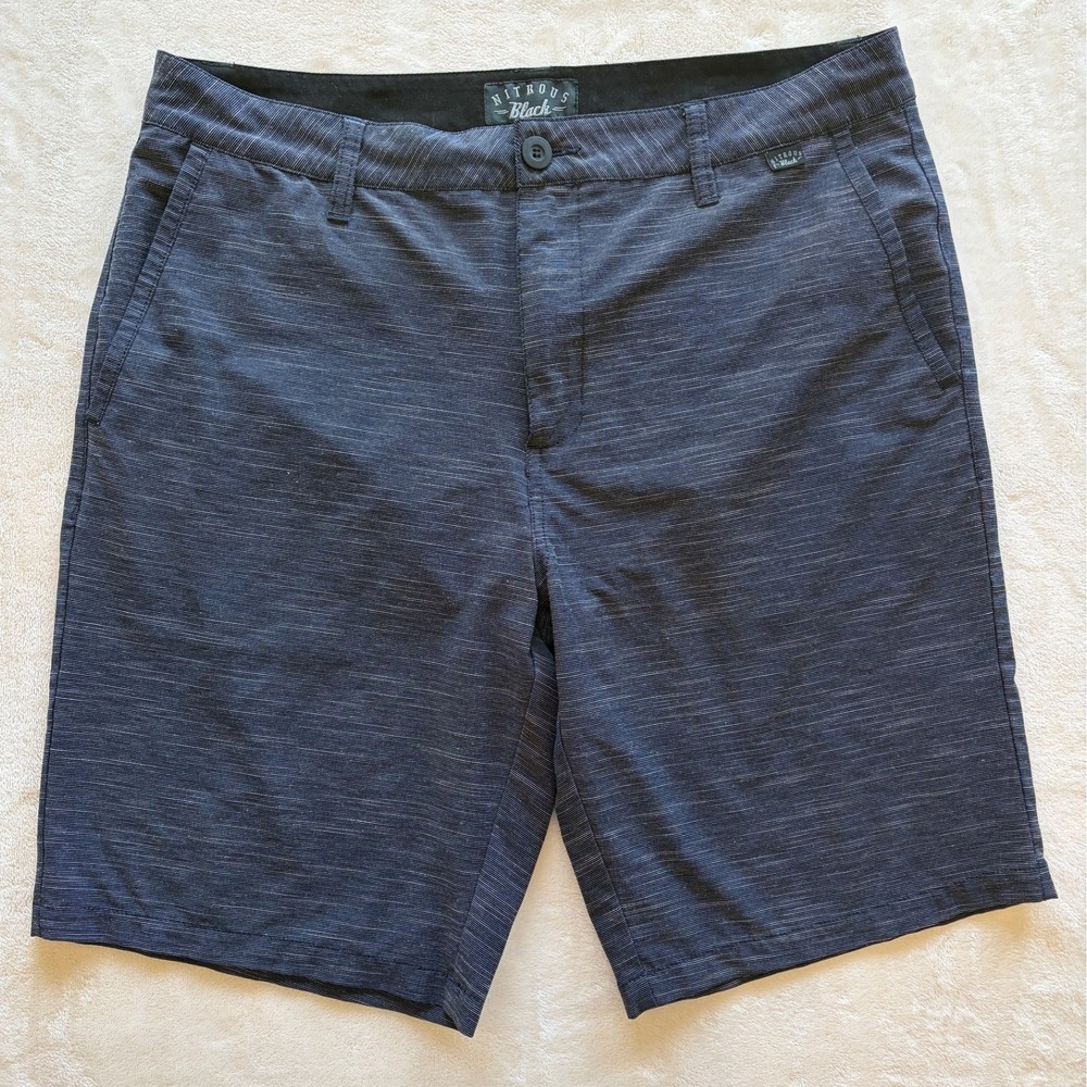 Nitrous Black Blue Space Dye Hybrid Walk Shorts Mens 34 Excellent